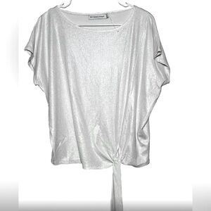 Rebecca Minkoff Silver Metallic Flutter Sleeve Top - XL - NWOT